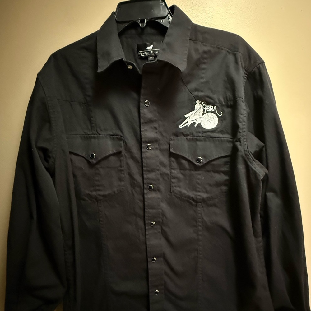 Western Express Pearl Snap Shirt XL Black‎ Rodeo CIBRA Cowboy Western